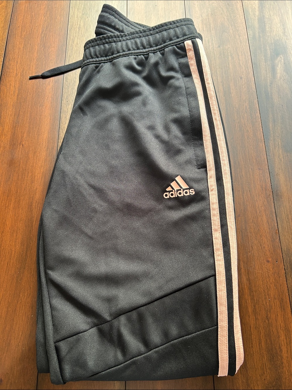 ADIDAS WOMEN Black Joggers with Pink Stripes